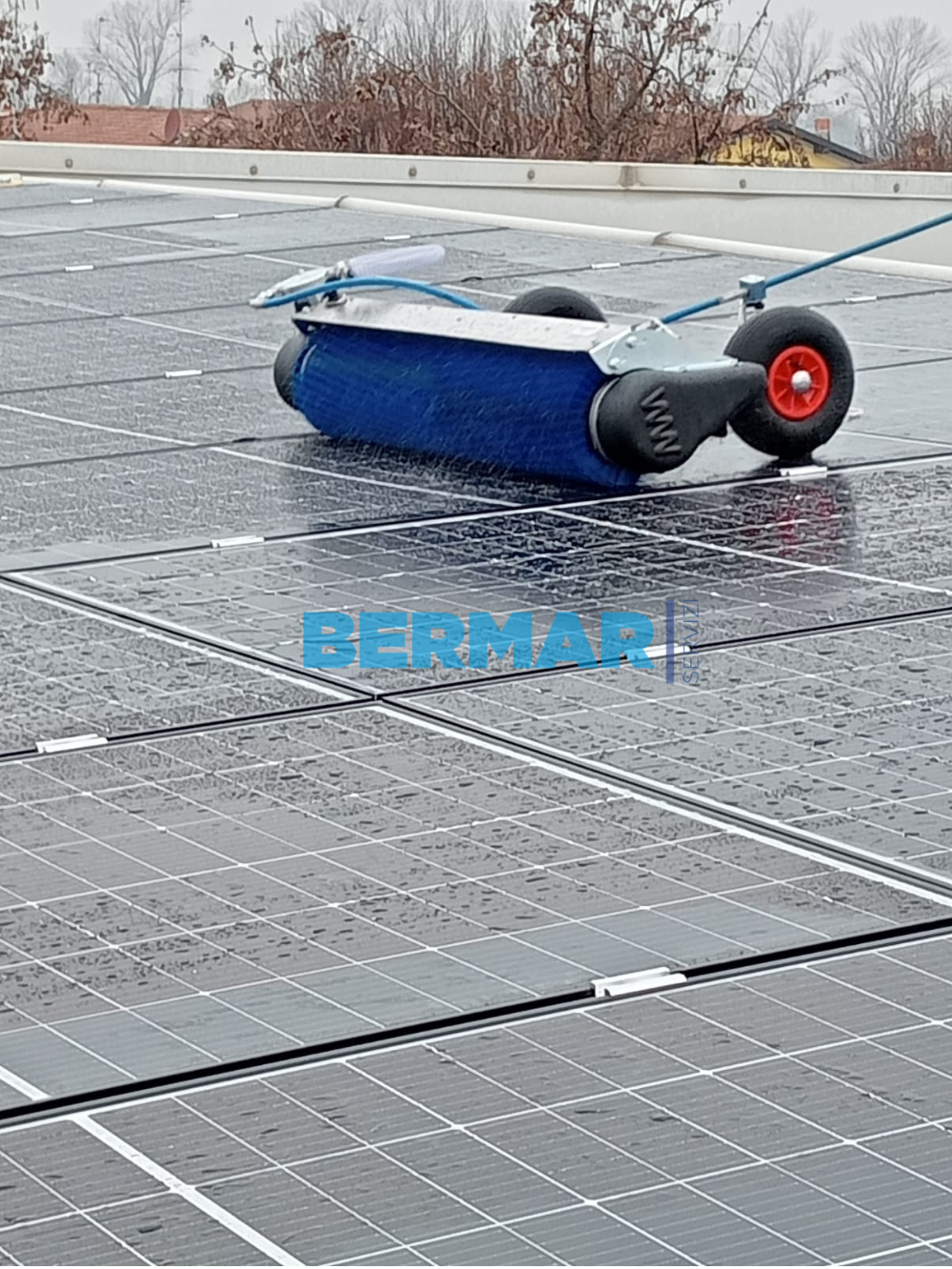 Spazzola a RULLO gommata per Pulizia Pannelli Fotovoltaici - 100 cm